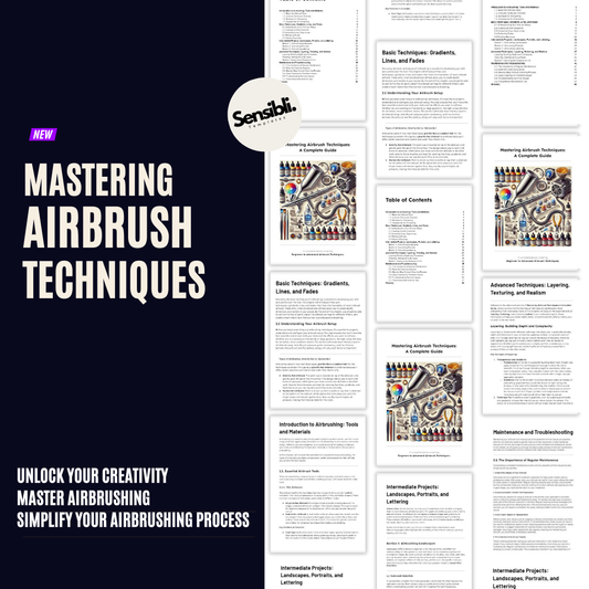 Master Airbrush Techniques: Beginner to Advanced Guide for Gradients, Realism, Portraits, Texturing, Maintenance & More – Digital Download