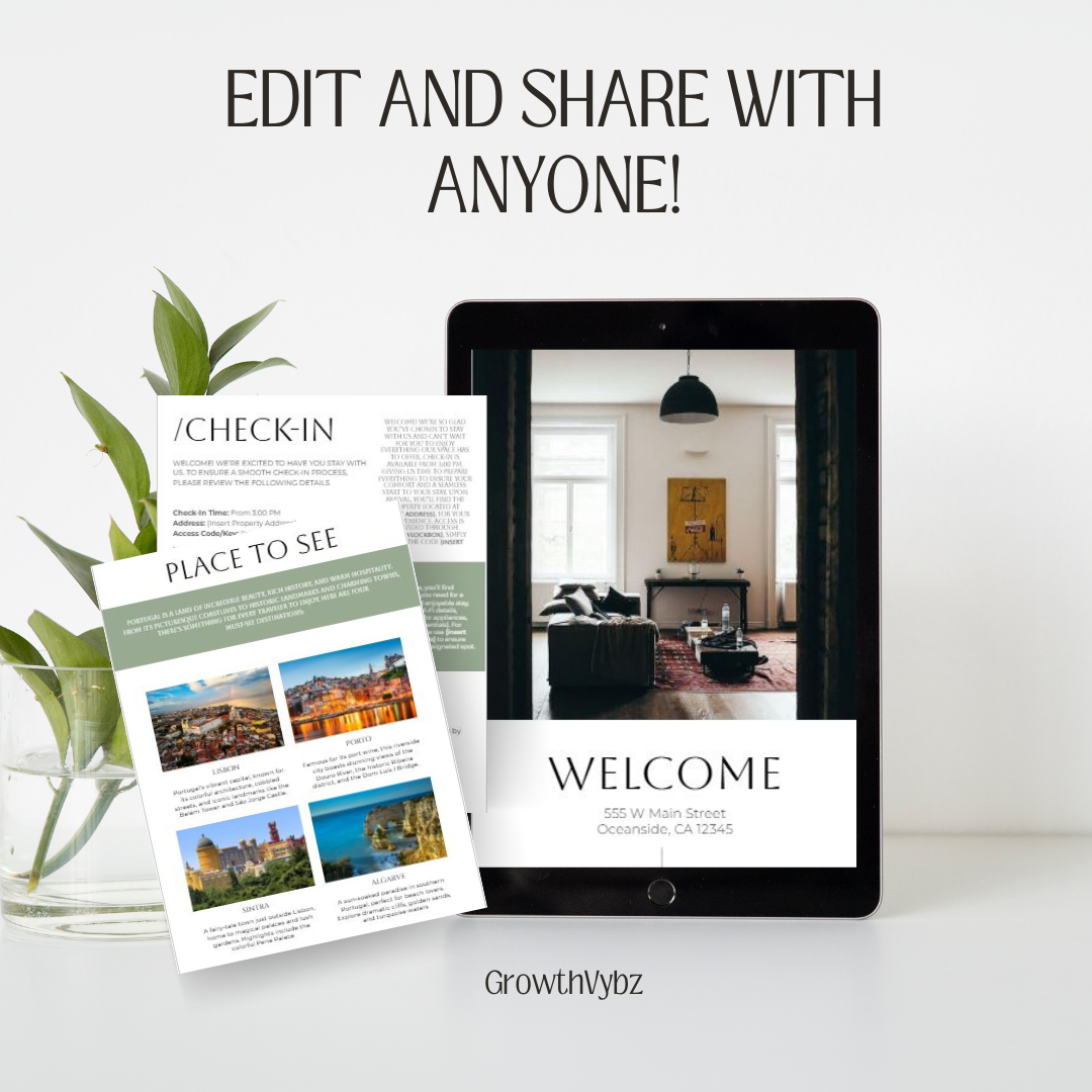 Editable Airbnb Welcome Book – Digital Download for Hosts